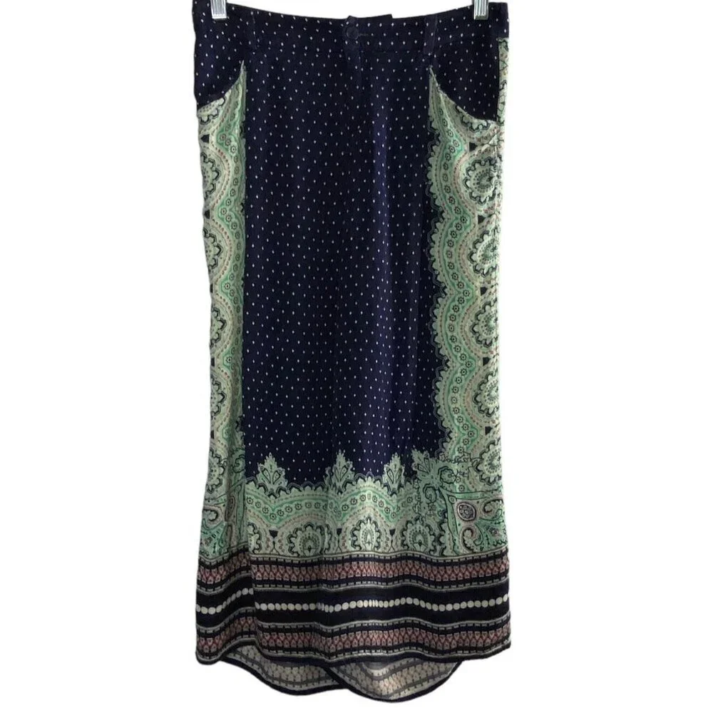 Anthropologie ELEVENSES Women Wide Leg Crop Pants Polka Dots Sz 0 Paisley 77-47‎